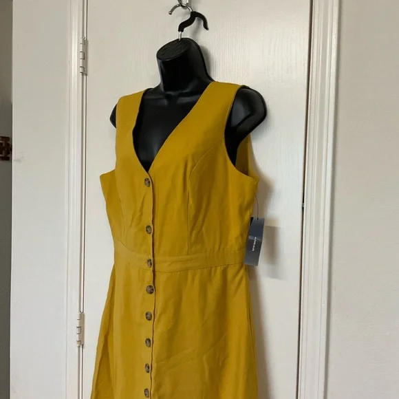 Lulu's Mustard Button-Down Maxi Dress - Picture 3 of 5